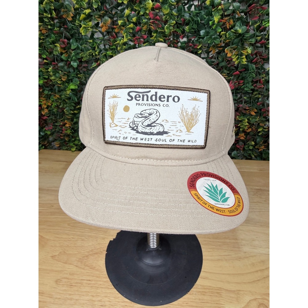 Sendero Provisions Co Spirit of the West Rattlesnake Snapback Hat Tan Canvas